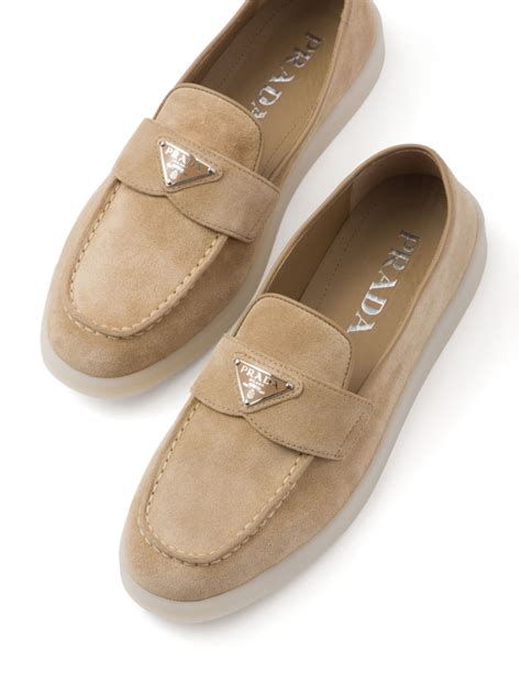 prada suede logo loafers|prada suede loafers women's.